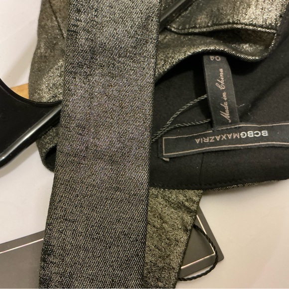 NWT BCBGMaxazria Women’s Metallic Strappy Top Size 4 Silver Blouse $178 - Picture 4 of 6